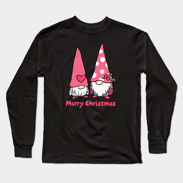 Merry Christmas a cute son and father gnomes Long Sleeve T-Shirt by Yarafantasyart